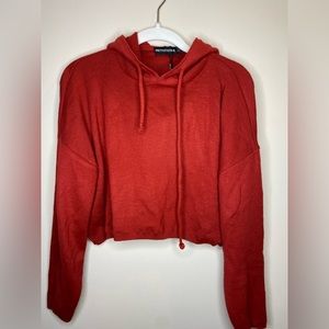 womens red cropped sweatshirt!